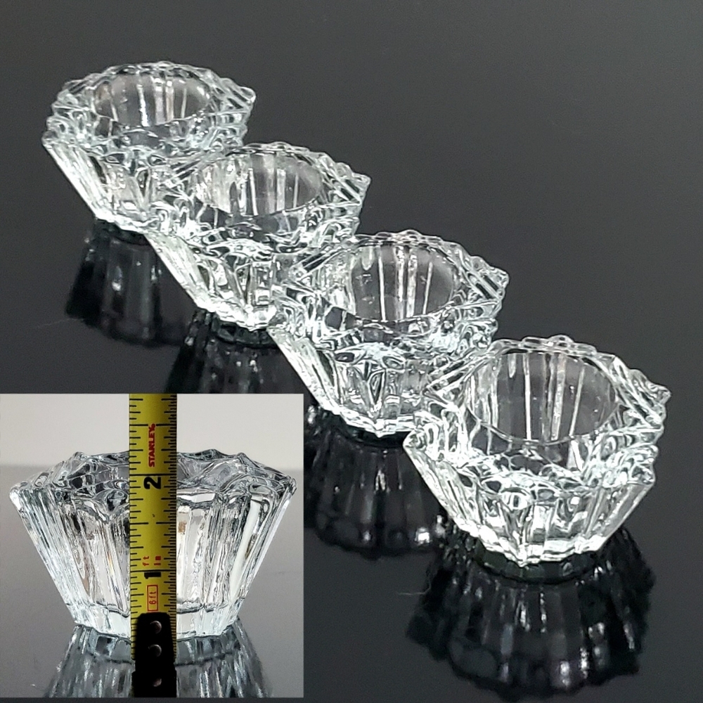 5pc "Prism" Crystal (4) Votive Holders & (1) 6" Crystal Bowl/Pillar🕯 Holder - Picture 6 of 16